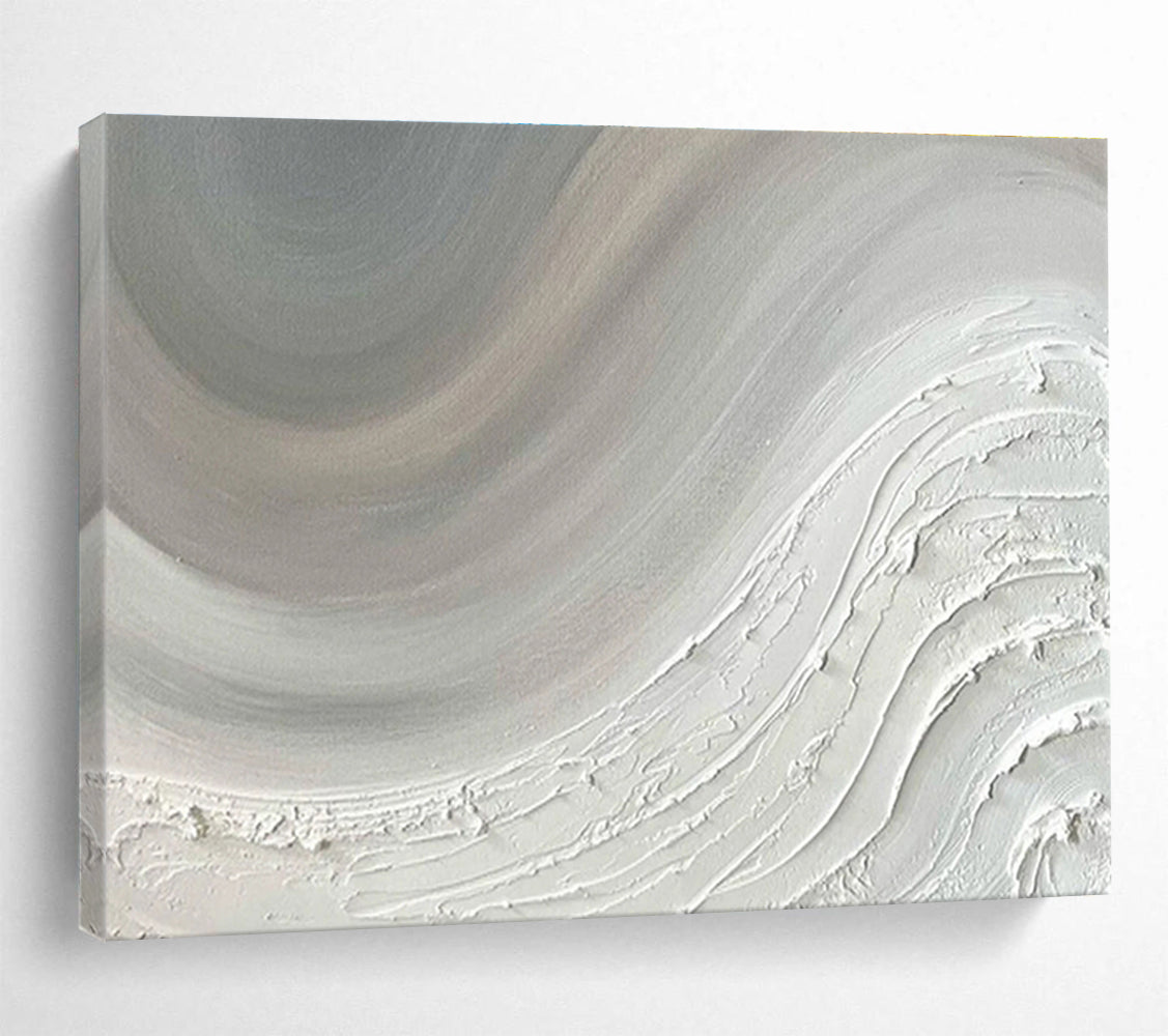 Textured Gray Waves with Shades of Gray, Abstract Impasto Painting On Canvas DKH584
