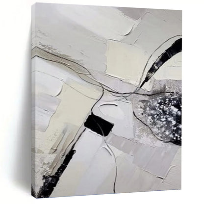 “Monochrome Threads” - Gray & Black Textured Abstract Lines Painting On Canvas DKH1172