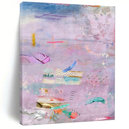 Purple, Mixed Media Collage - "Dreamy Patchwork" - Mixed - media Abstract Art CT1855