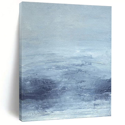 “Soft Blue Gradient Landscape” - Blue & Gray Minimalist Seascape Painting On Canvas DKH0968