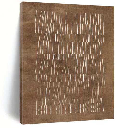 “Brown - White Linear Pattern” – Abstract Geometric Painting CT1095
