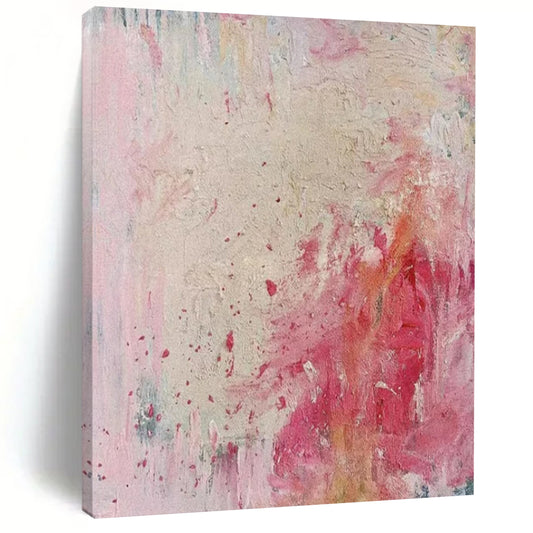 Pink & Red Abstract Splatter - Expressionist Abstract Painting On Canvas CT2283