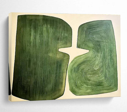 Green Abstract Shapes - Minimalist Abstract Painting On Canvas DKH620