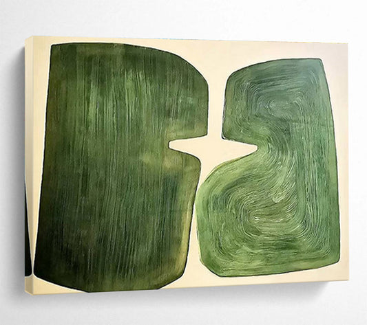 Green Abstract Shapes - Minimalist Abstract Painting On Canvas DKH620