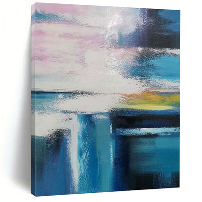 “Pink - Blue - White Colorful Abstract” Painting On Canvas DKH1232