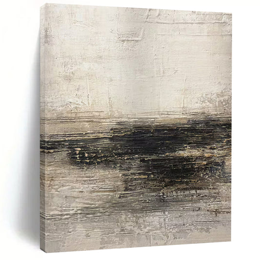 “Light Gray - Black Textured Horizons” – Abstract Textured Art CT0986