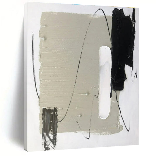 “Gray - Black - White Minimalist Forms” ，Abstract Acrylic Painting CT0800