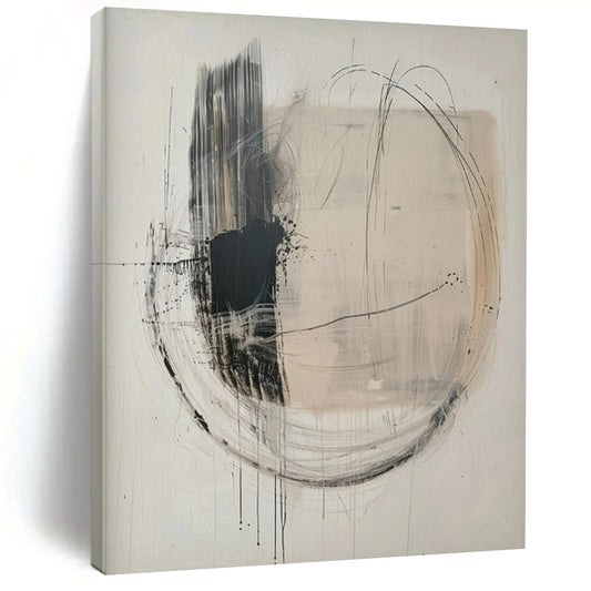 “Monochrome Abstract” ，Abstract Minimalist Ink Painting CT0932