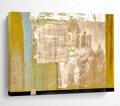 “Earthy Tones Abstract Collage” Abstract Mixed - Media Painting On Canvas DKH393