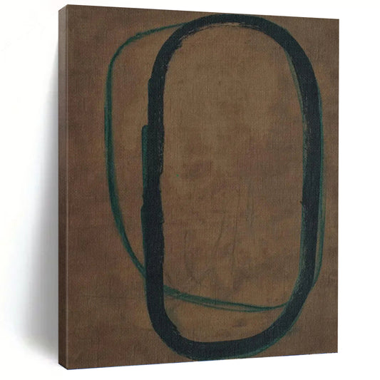 Brown, Green & Black - Looping Forms Painting On Canvas DKH1153