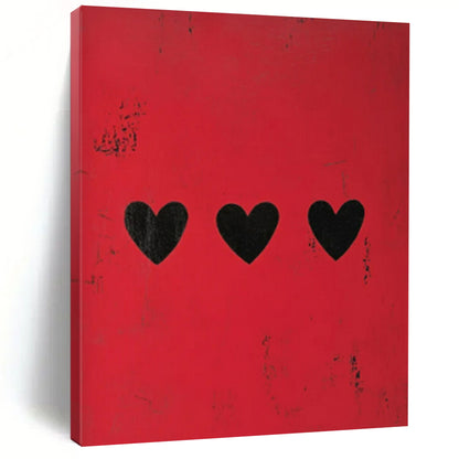 “Red - Black Heart Abstract” ，Abstract Minimalist Acrylic Art CT0950