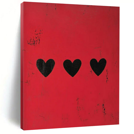 “Red - Black Heart Abstract” ，Abstract Minimalist Acrylic Art CT0950