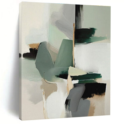 Muted Green, Gray & Beige Shapes, “Subtle Harmony” - Abstract Geometric Acrylic Painting CT0746