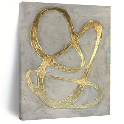 “Gold - Gray Abstract Loops (Variation)” – Metallic Abstract Painting CT1098