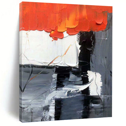 “Monochromatic Contrast Abstraction” - Dramatic Abstract Painting On Canvas DKH1058