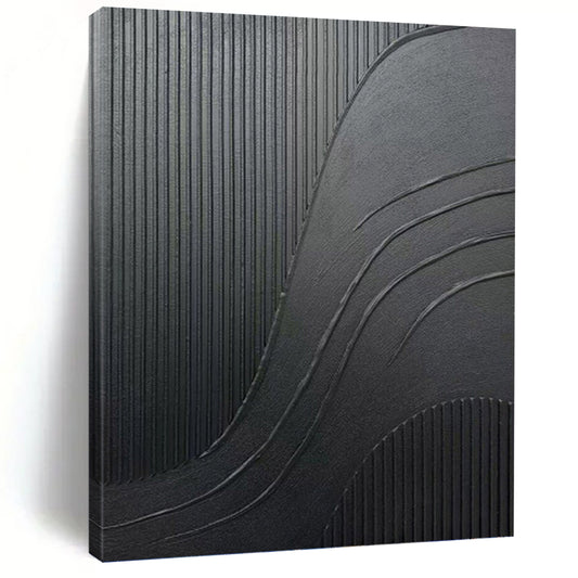 Dynamic Black Textured Abstract - Abstract Painting On Canvas DKH1482