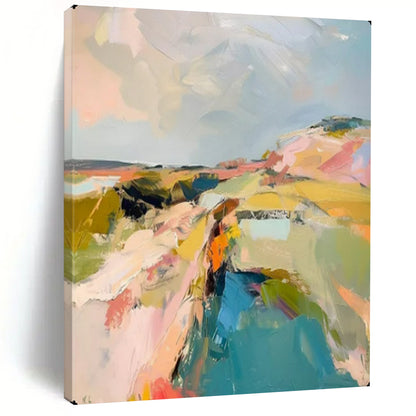 “Color - Blocked Abstract Landscape” – Modern Impressionistic Oil Painting On Canvas CT2146