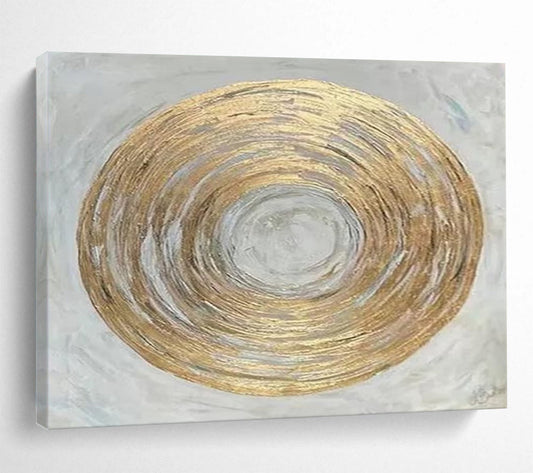 “Golden Circular Abstraction” Abstract Painting On Canvas DLZ109
