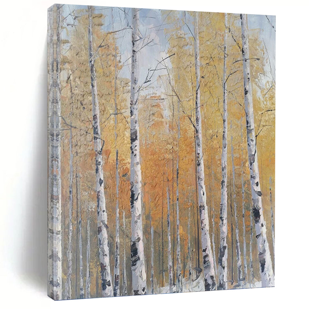Autumn Birch Forest - Landscape Painting On Canvas DKH1299