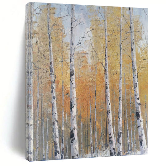 Autumn Birch Forest - Landscape Painting On Canvas DKH1299