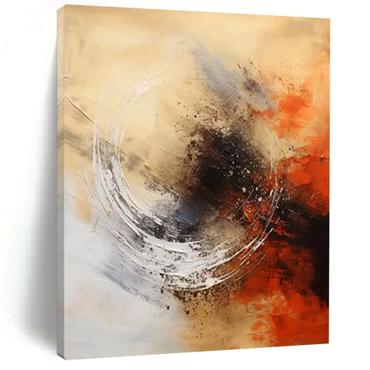 “Beige - Orange Abstract Swirls” - Abstract Expressionist Painting On Canvas DTP121