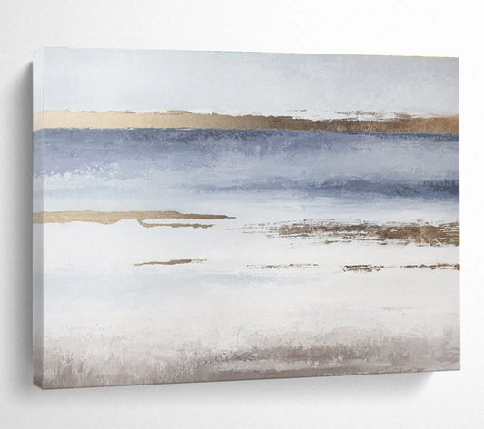 “Blue - Gold Minimalist Horizons” Abstract Acrylic Painting On Canvas DKH517