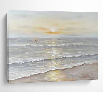 Serene Sea Sunset - Impressionist Seascape Painting On Canvas DLZ249