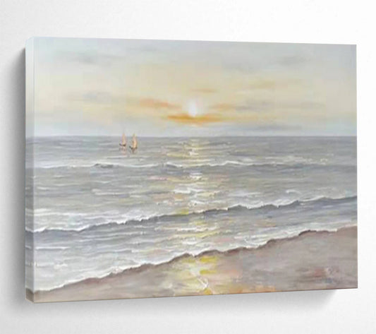 Serene Sea Sunset - Impressionist Seascape Painting On Canvas DLZ249