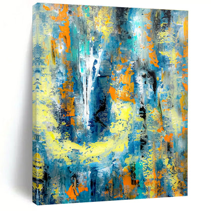 Blue, Yellow, and Orange Energy - Abstract Action Painting CT1232