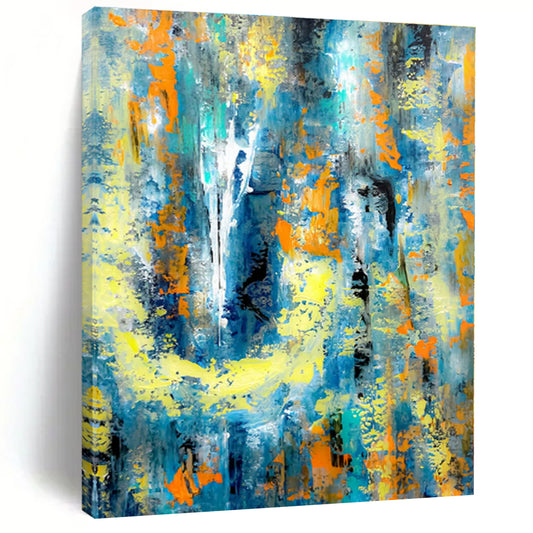 Blue, Yellow, and Orange Energy - Abstract Action Painting CT1232