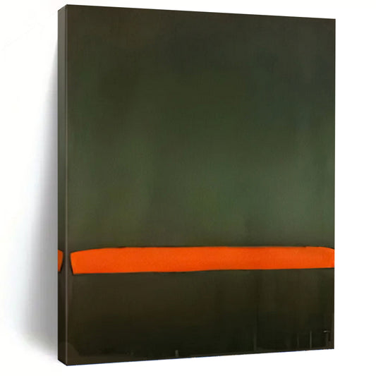 “Dark Green & Vibrant Orange Blocks” - Minimalist Color - Field Painting On Canvas DKH1616