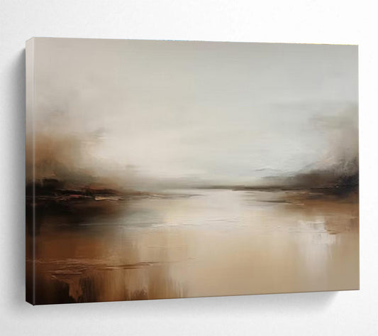 Muted Tones River Landscape Painting On Canvas DKH321