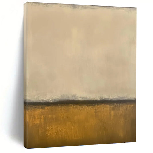 Beige & Gold Divide - Minimalist Abstract Painting On Canvas DKH1238