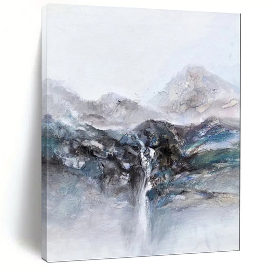 Abstract Mountain Waterfall Fusion of Tradition and Abstraction CT1961
