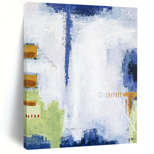 “Cool Tones Abstract - Blues, Greens, and Playful Elements” Painting On Canvas CT2391