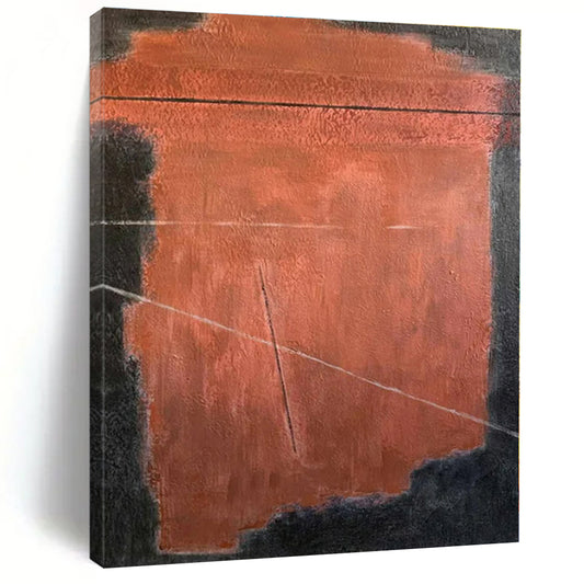 Rust & Black Geometric - Abstract Geometric Oil On Canvas CT1320