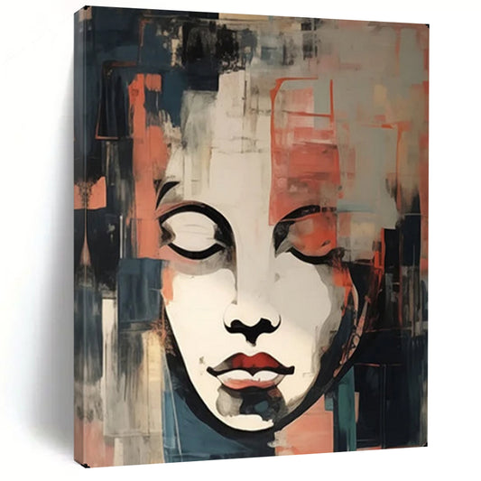 “Abstract Geometric Portrait” – Cubist - Inspired Oil Painting On Canvas CT2158