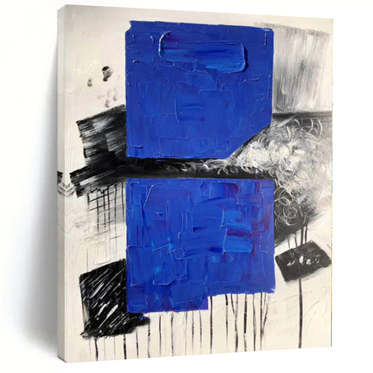“Textured Blue Squares” Abstract Acrylic Art CT0330