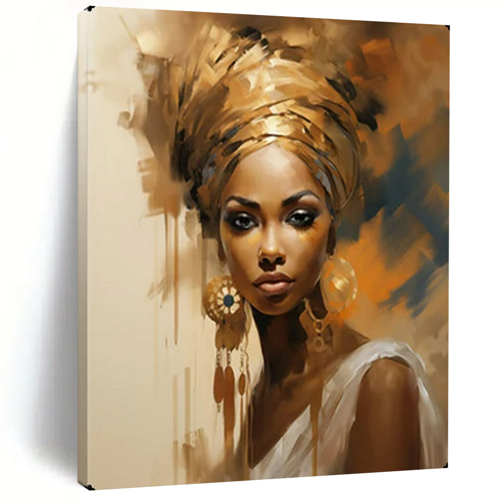 “Golden - Themed Portrait” – Impressionistic Oil Painting On Canvas CT2159