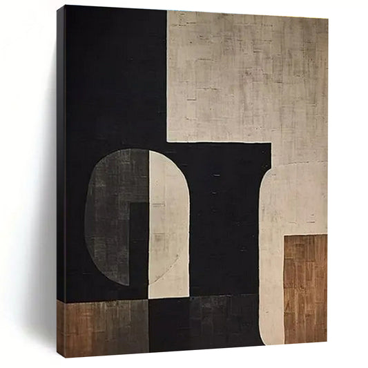 “Black - White - Brown Geometric Abstract” ，Abstract Acrylic Painting CT0862