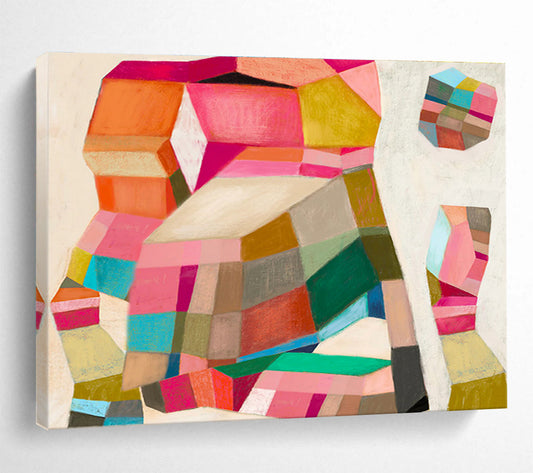 Colorful Geometric Shapes - Bold Forms and Vibrant Hues Painting On Canvas DKH070
