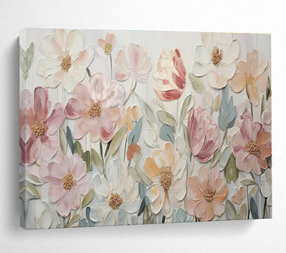 Pastel Floral Field in Relief Painting On Canvas DKH673