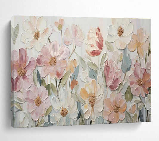 Pastel Floral Field in Relief Painting On Canvas DKH673