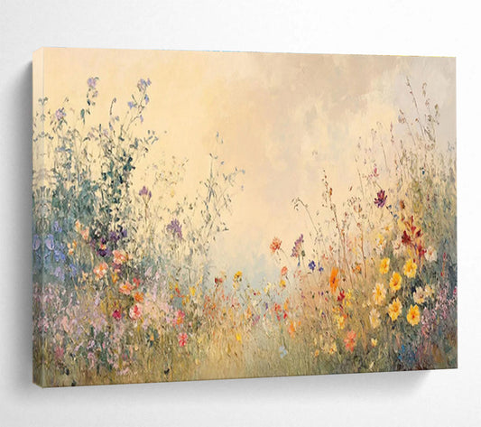 “Wildflower Reverie” - Pastel - Hued Floral Impressionistic Painting On Canvas DKH693