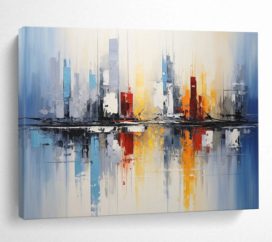 “Cityscape Reflection” Abstract Urban Landscape Painting On Canvas DLZ170