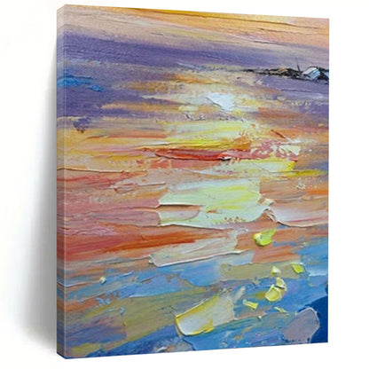 “Textured Sunset Impasto” - Colorful Impressionistic Seascape Painting DKH1040