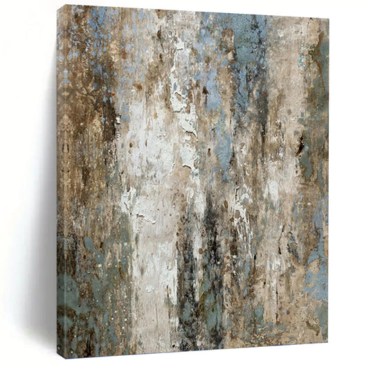 “Aged Patina” - Blue, Gray, Brown & White Textured Abstract Painting On Canvas DKH1531