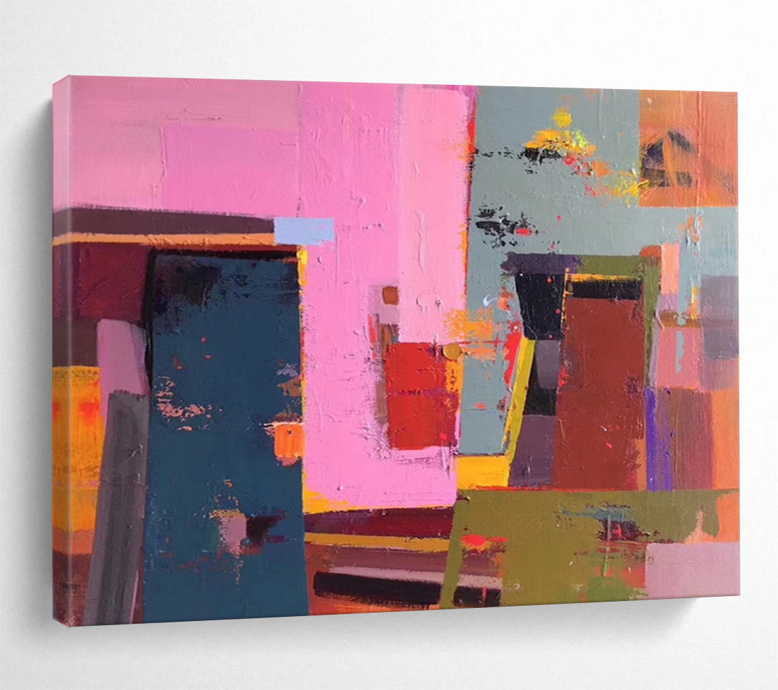 “Pink, Blue, Green Color - Field ‘Vibrant Harmony’” - Abstract Color - Field Painting On Canvas DLZ003