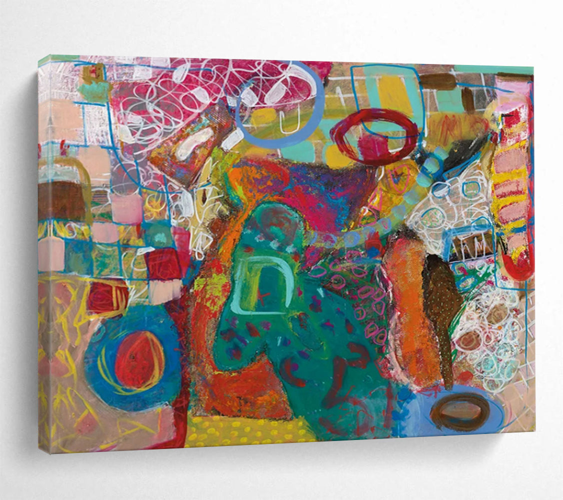 Colorful Abstract Forms - Abstract Expressionist Painting On Canvas DLZ244