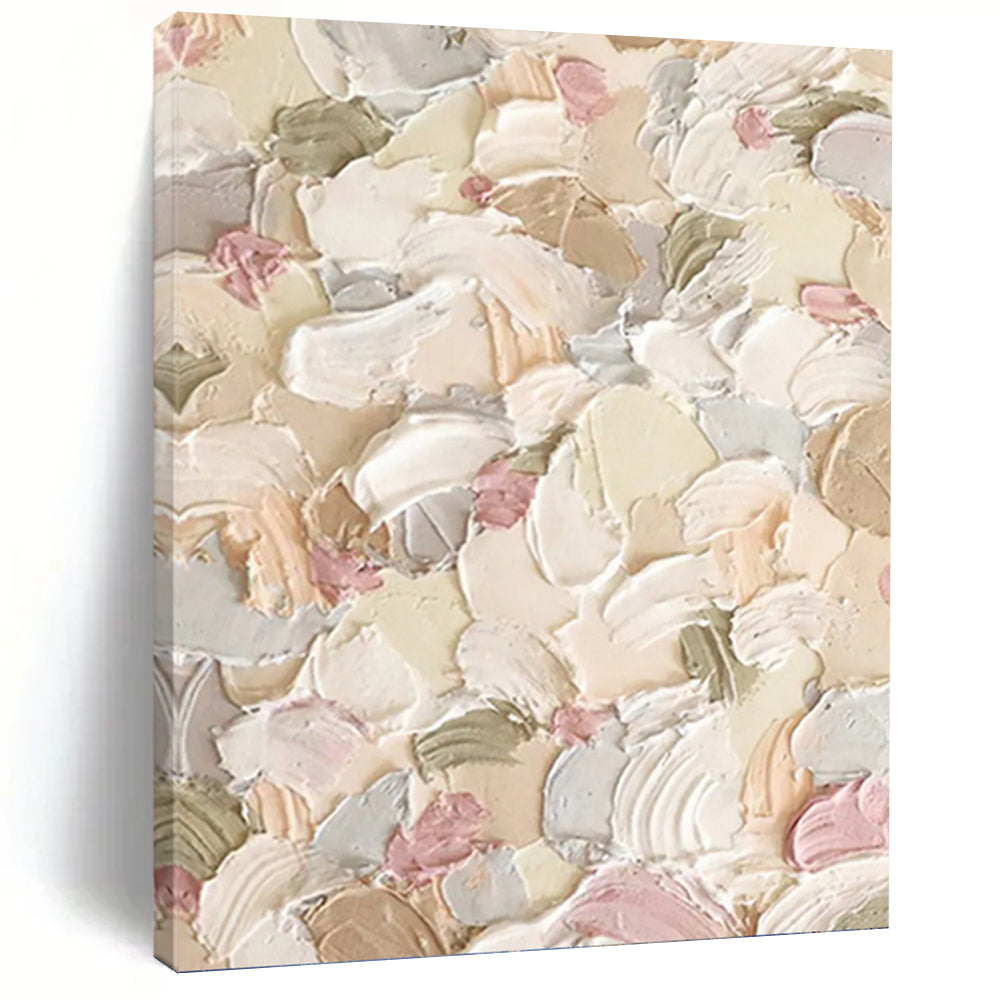 “Pastel - Toned Textured Floral Abstract” Painting On Canvas DKH0982